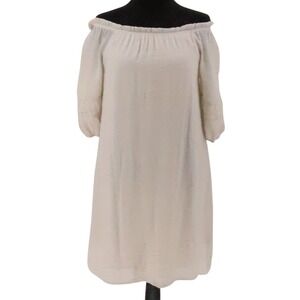 Naif Boho Off Shoulder Mini‎ Dress Womens Size M Cream Beachy Cottage Coastal